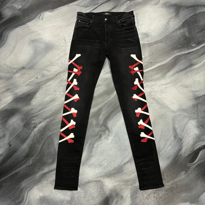 Amiri Black/Red & White Bones Jean (30)