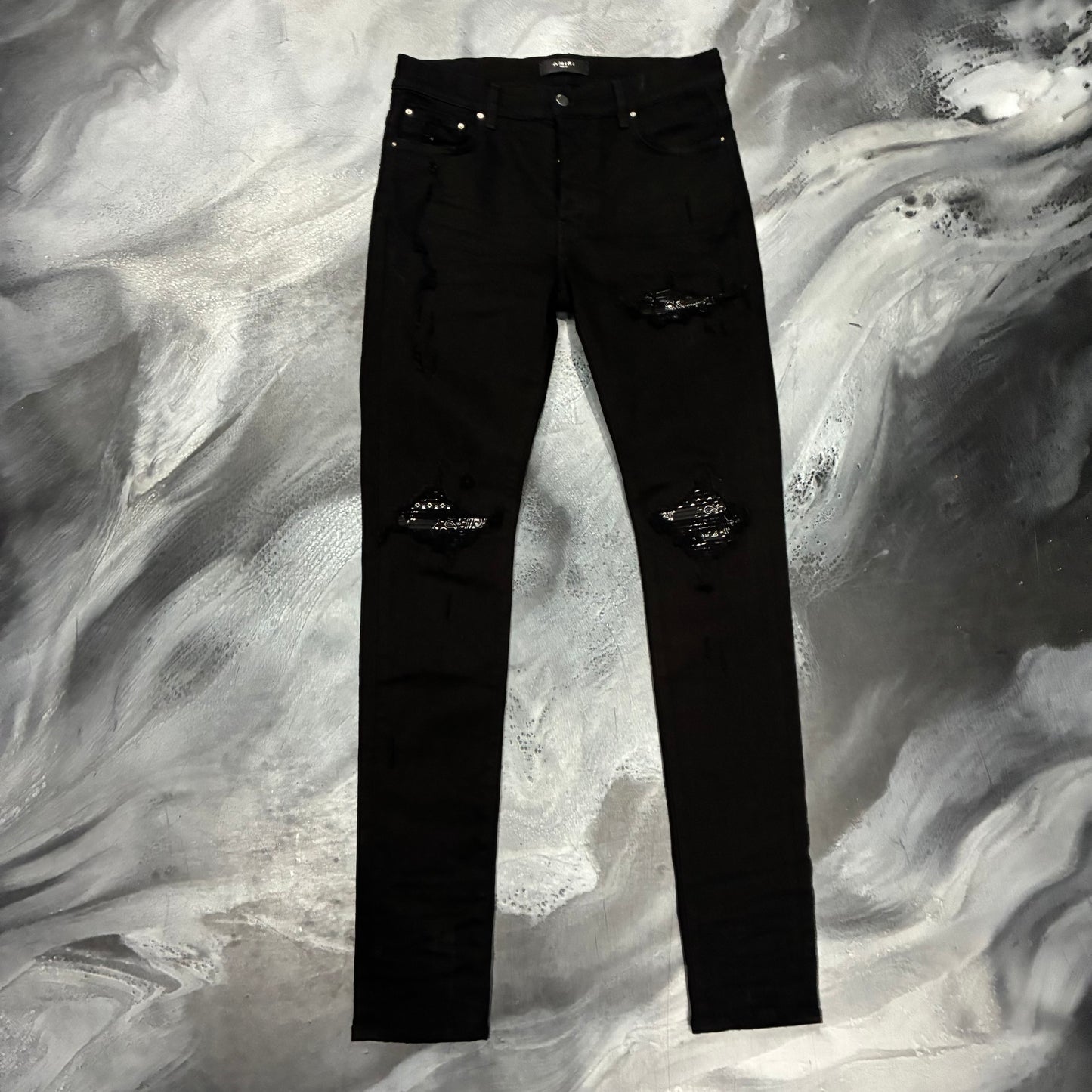 Amiri Black/Black Paisley Patch Jean (32)