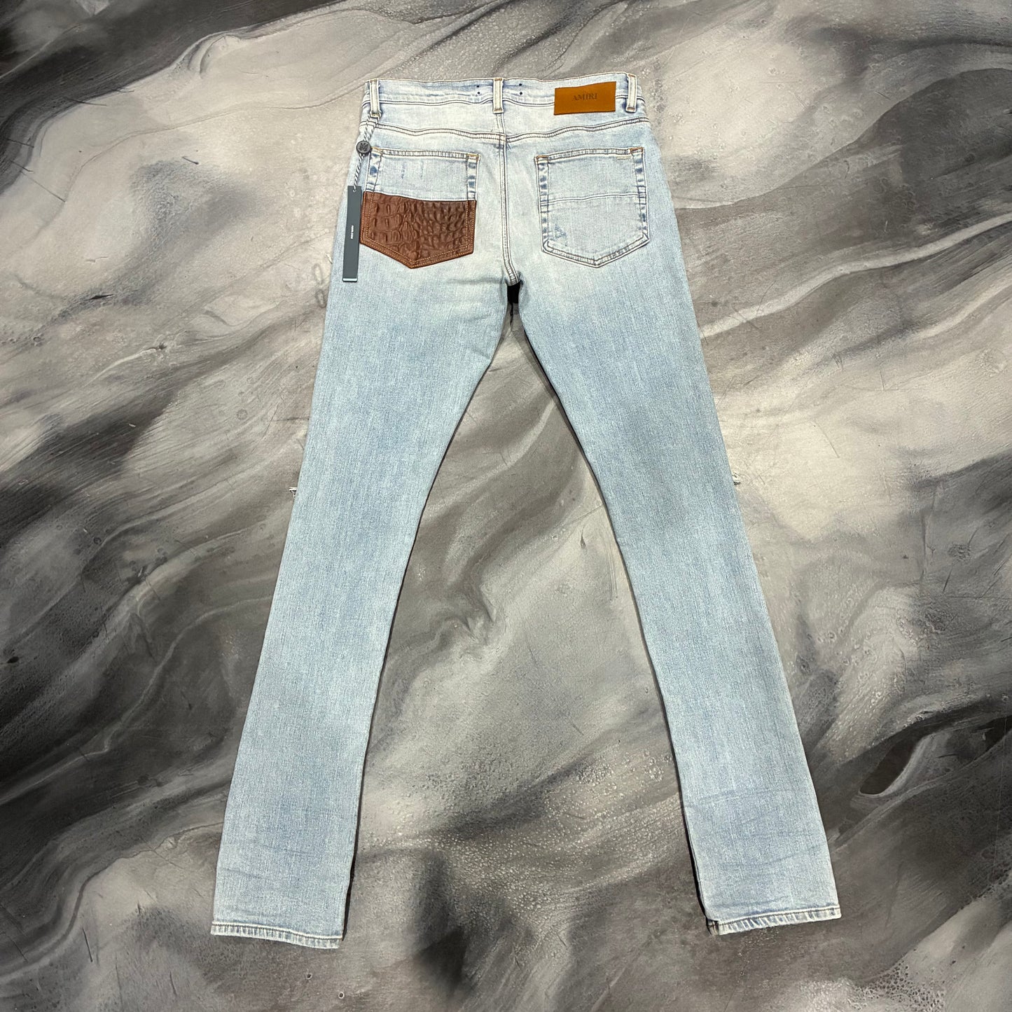 Amiri Light Blue/Brown Croc Leather Jean (30)