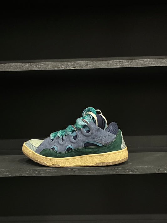 Lanvin Aqua Blue/Green/Tan Curb Sneaker (44)