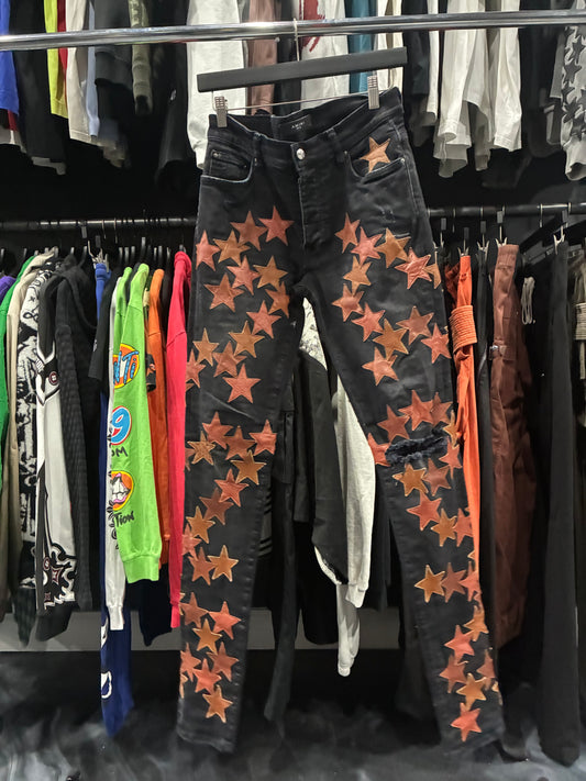 Amiri Black Chemist Orange Star Patches Jean (30)