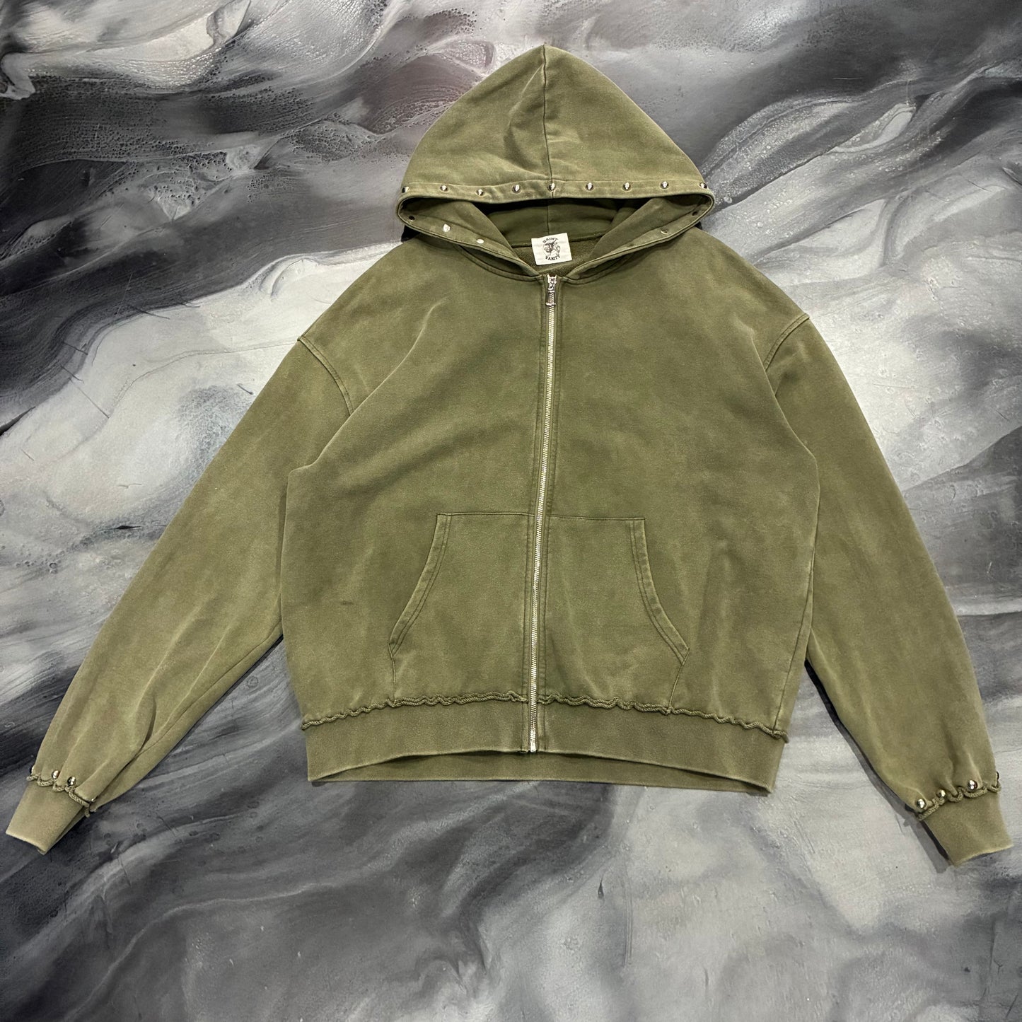 Saint Vanity Olive Terry Zip Up Hoodie (2XL)