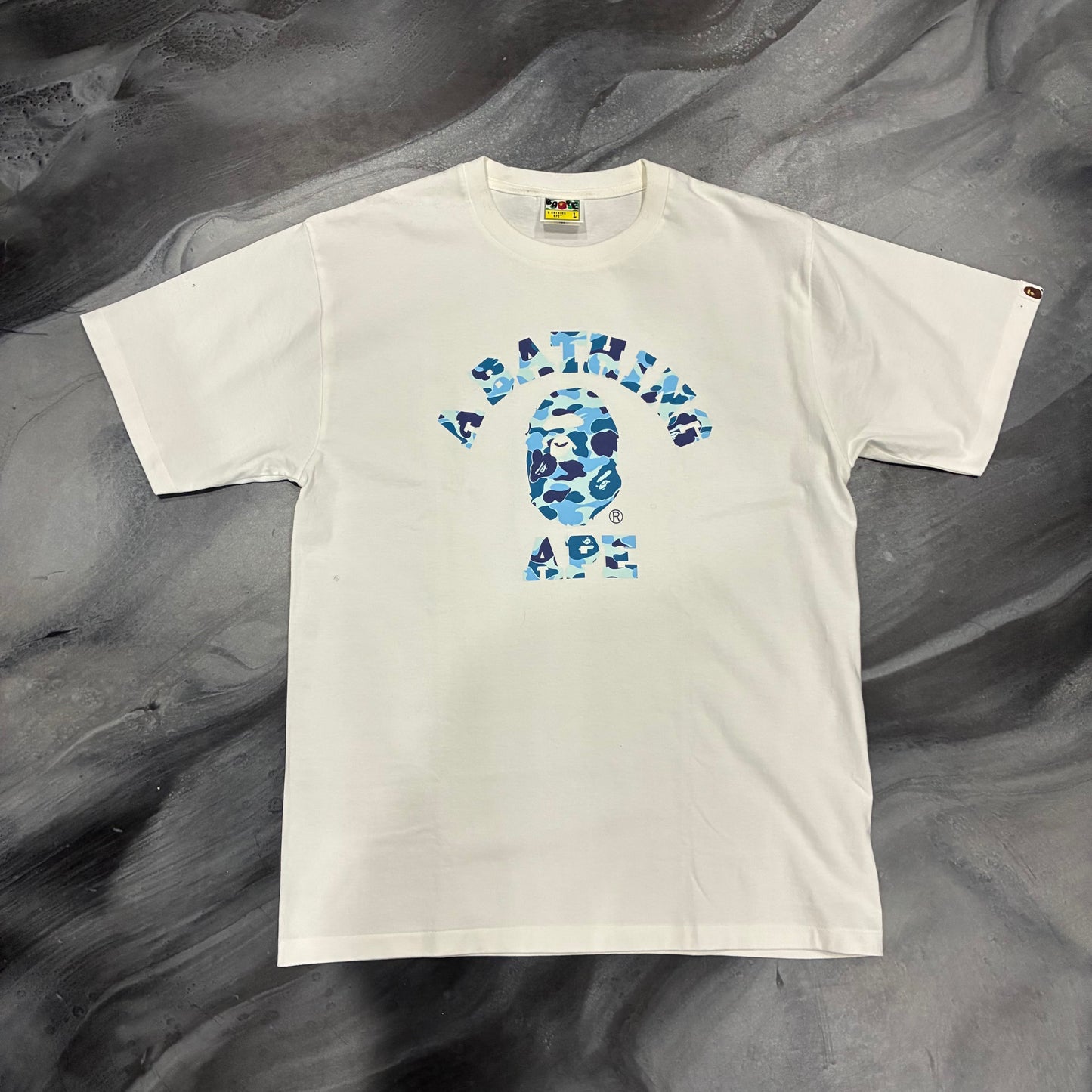 Bape Tee White/Camo Blue (L)