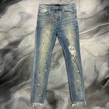 Purple Brand Indigo/Paint Splatter Ripped Jean (34)