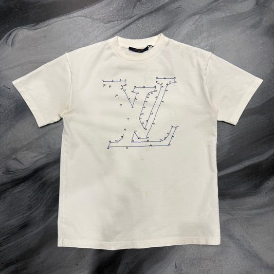 Louis V. White/Blue “Numeric LV Logo” Tee (S)
