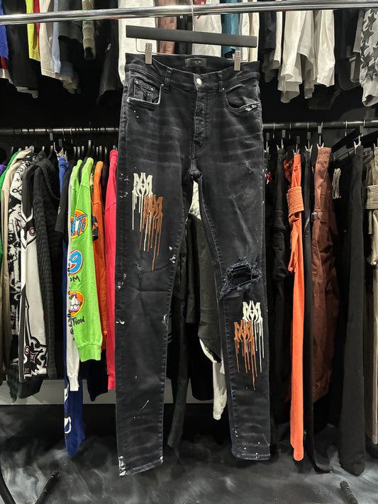 Amiri Black Paint Drip Logo Jean (32)