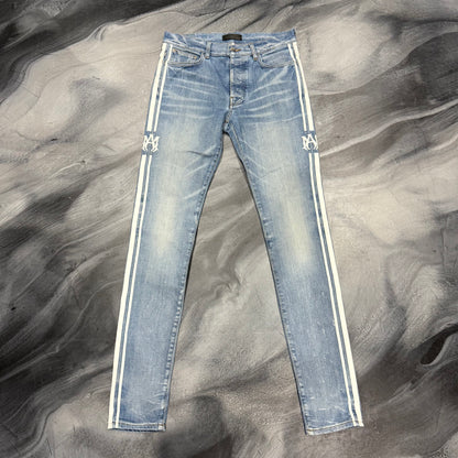 Amiri Light Blue AM White Track Stripe Jean (31)