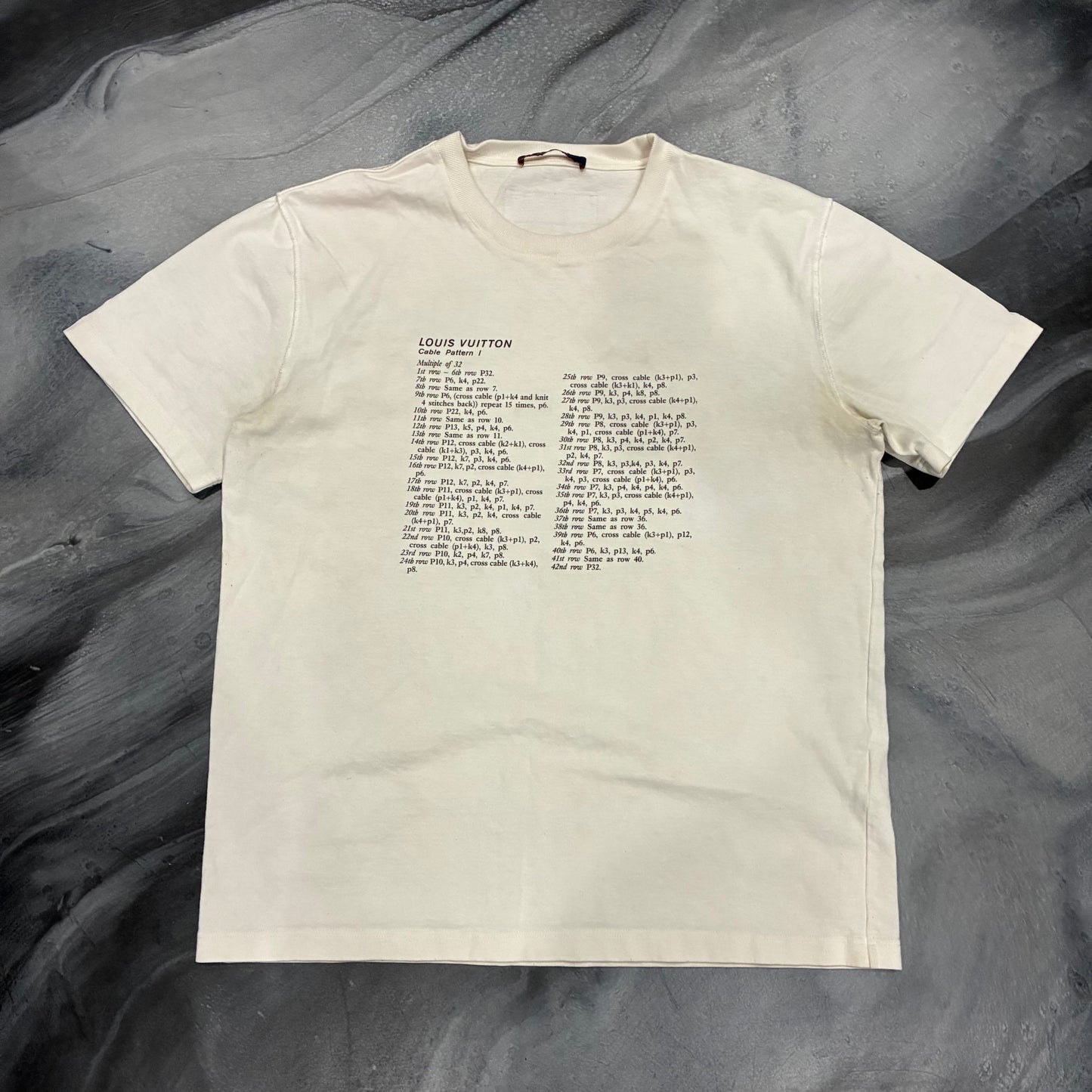 Louis V. Cream Cable Pattern Tee (XL)