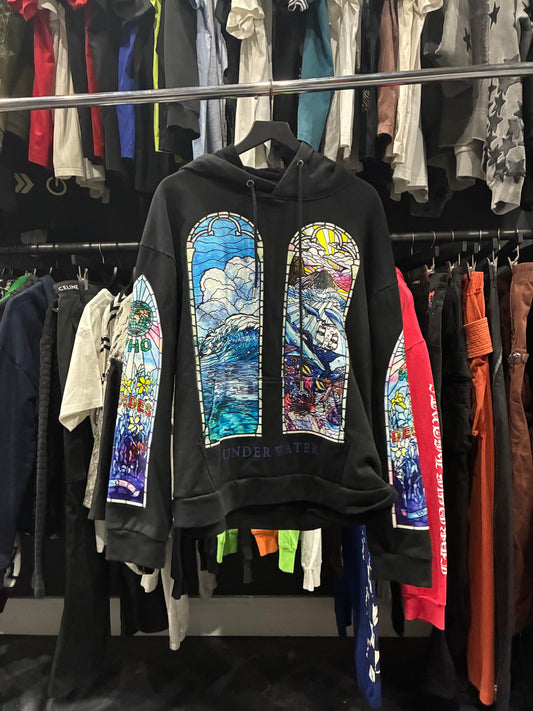 Who Decides War Black Rainbow Stain Windows Hoodie (L)