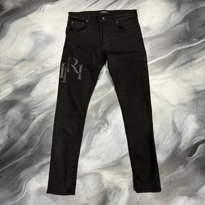 Amiri Black/Black Staggered Logo Jean (36)