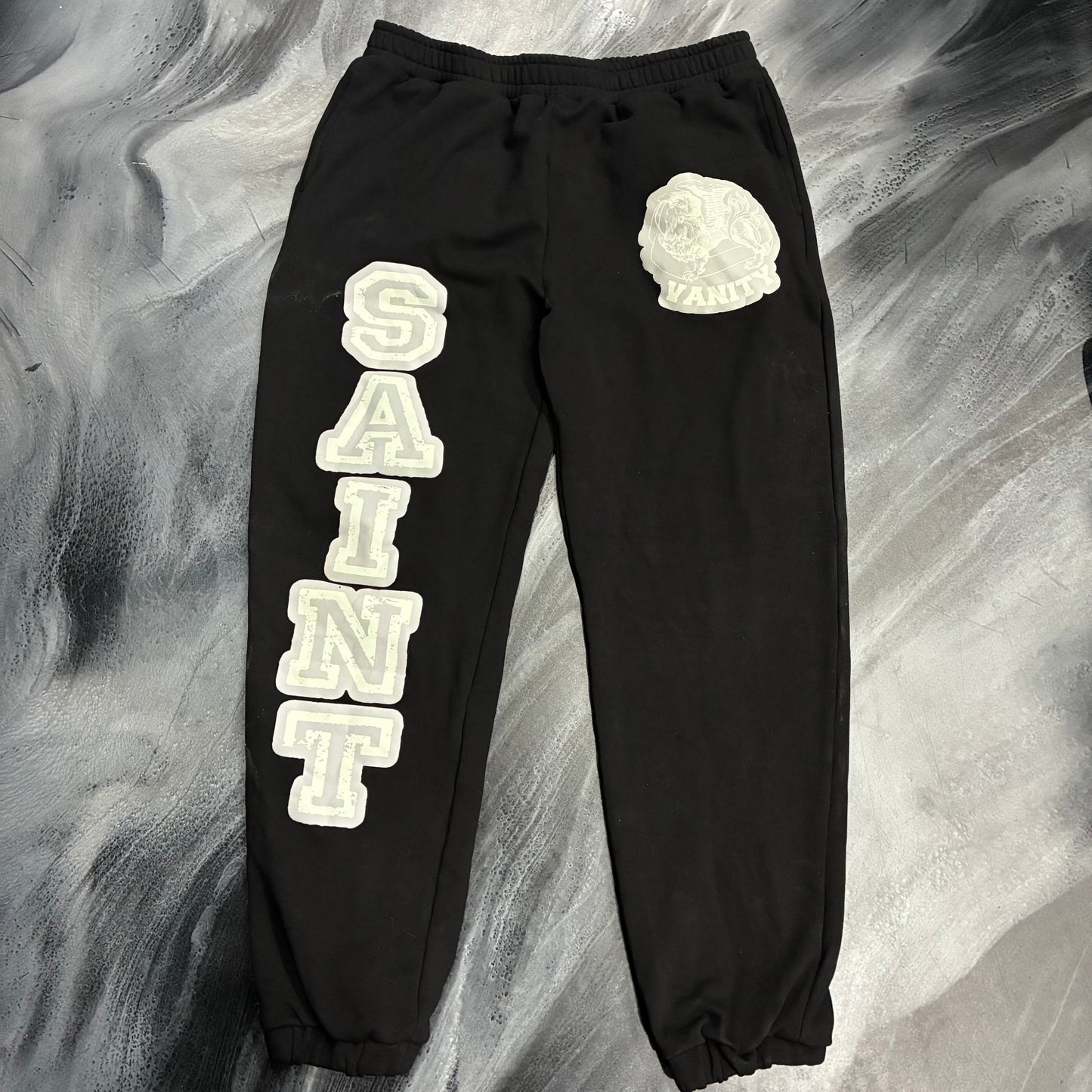 Saint Vanity Black/Grey Varsity Sweatpants (XL)