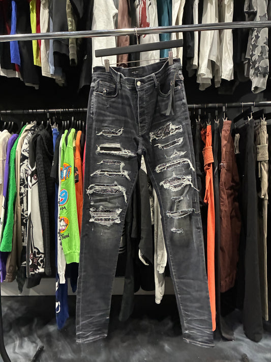 Amiri Faded Black/Black Bandana Thrasher Jean (34)