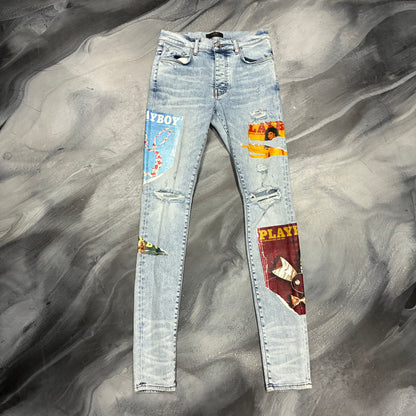Amiri Light Blue/Playboy Magazine Patch Jean (31)