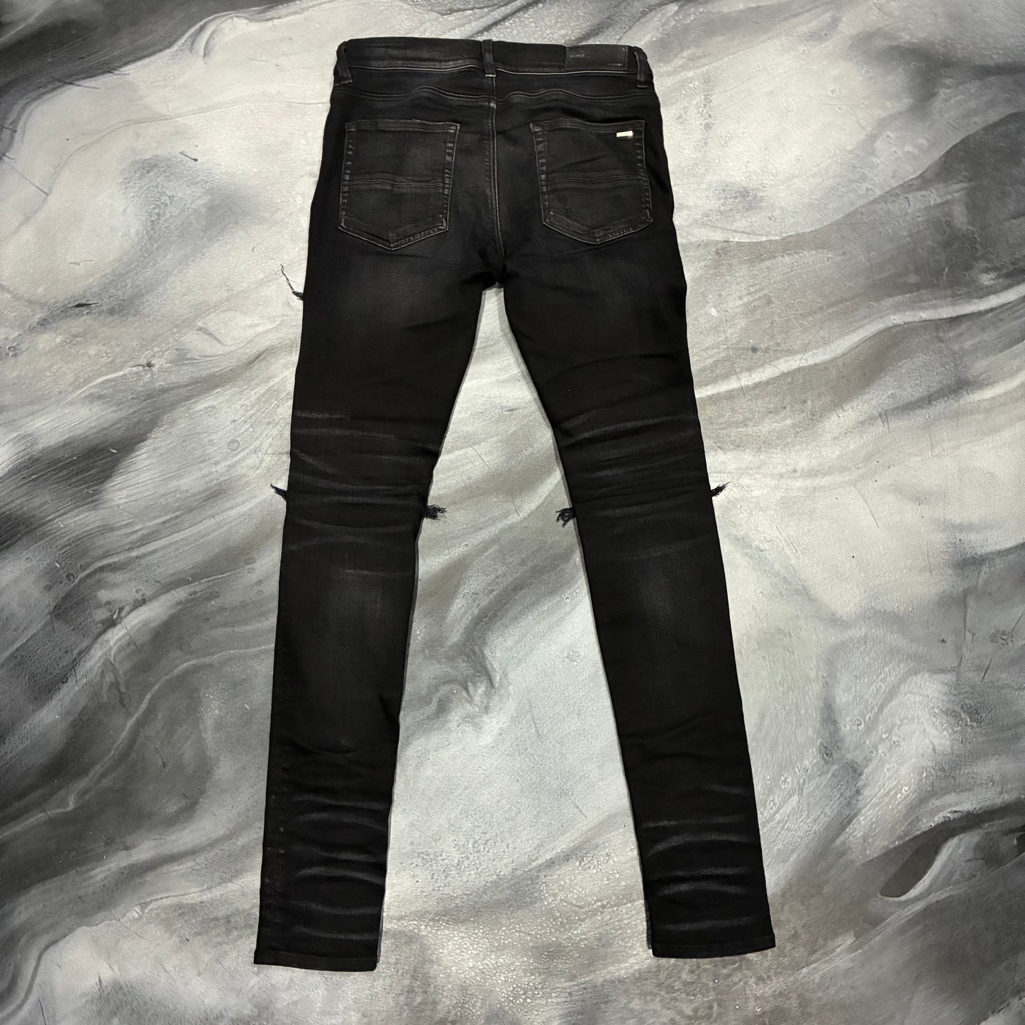 Amiri Black/Pink Cracked Paint Patch Jean