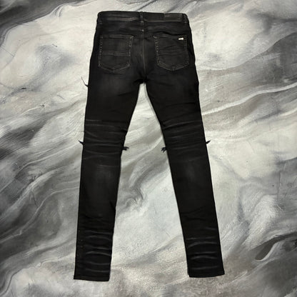Amiri Black/Pink Cracked Paint Patch Jean