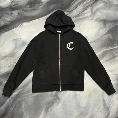 Celine Black Gothic Logo Zip Up Hoodie