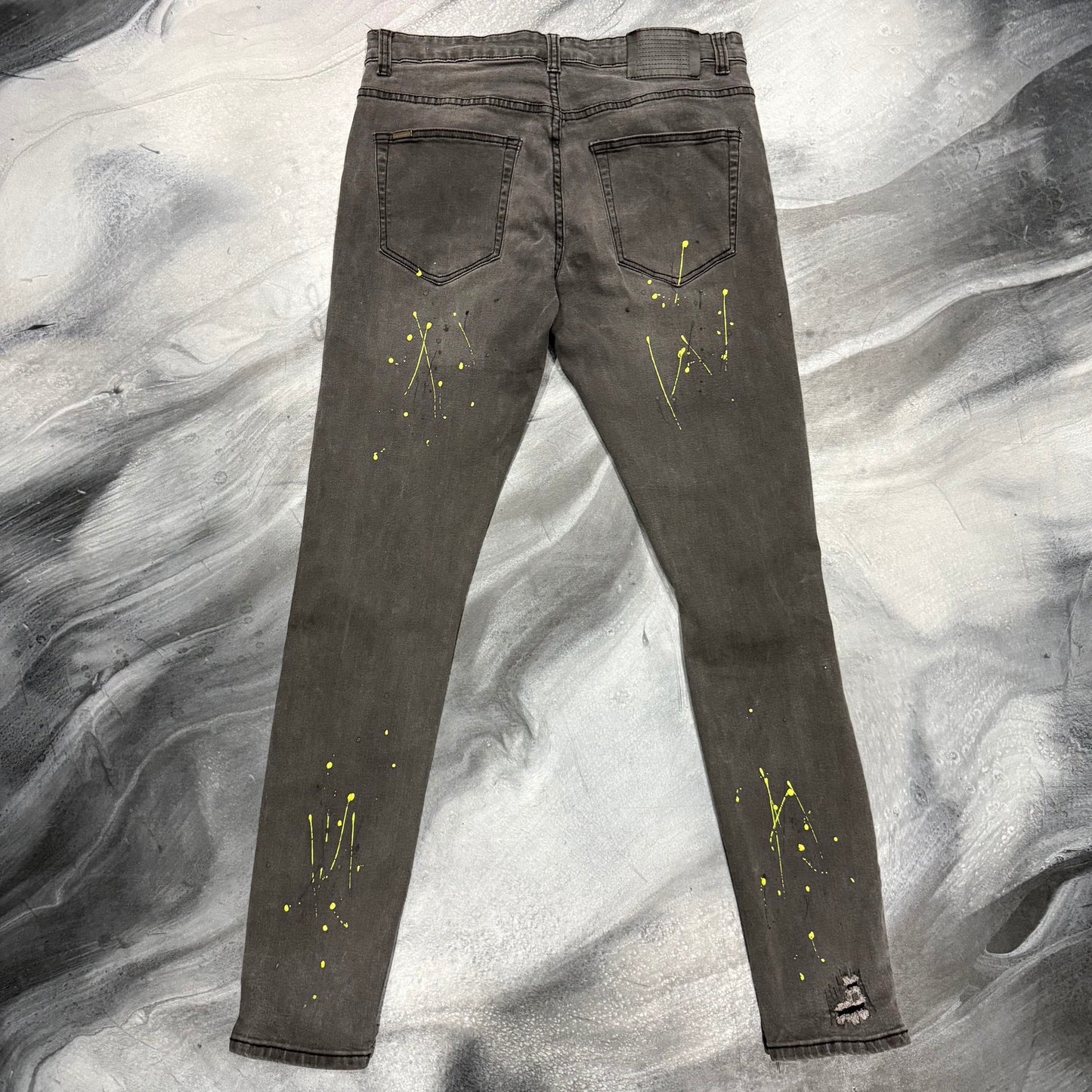 Serenade Faded Grey/Green Paint Splatter Jean (32)