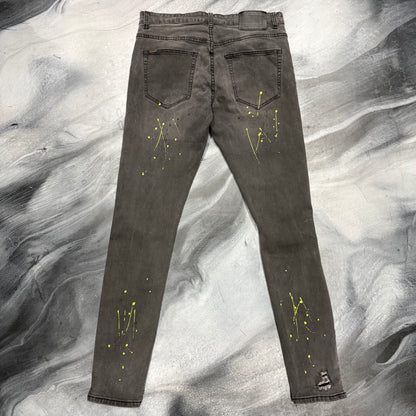 Serenade Faded Grey/Green Paint Splatter Jean (32)