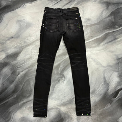 Amiri Faded Black Light Paint Splatter Distressed Jean (31)