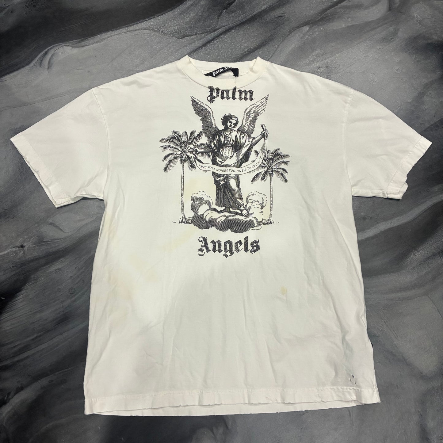 Palm Angels White/Black Ignore Tee (L)