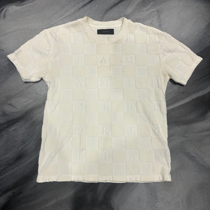 Amiri White Checkeckered Logo Tee (S)