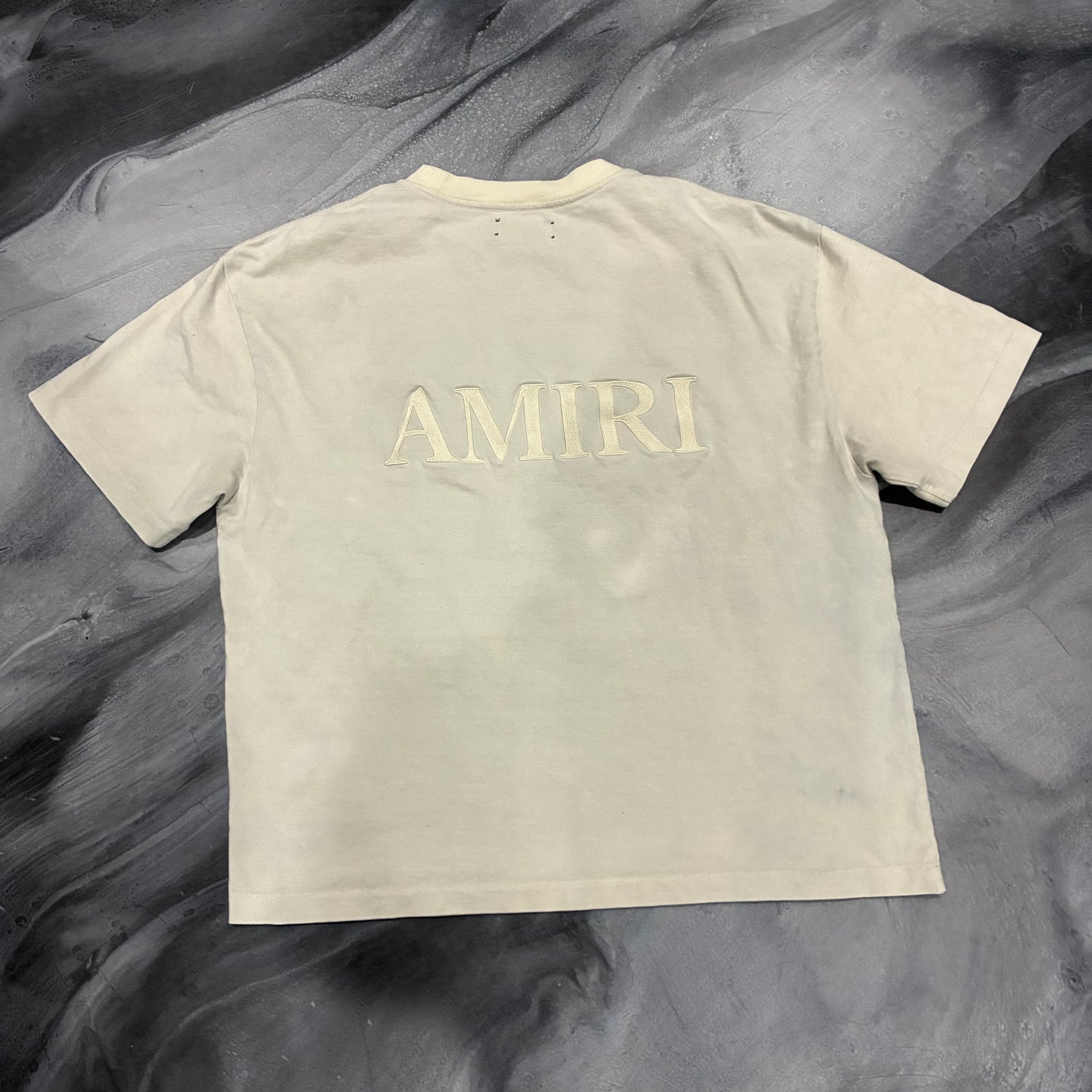 Amiri Cream Embroidered Logo Tee (XL)