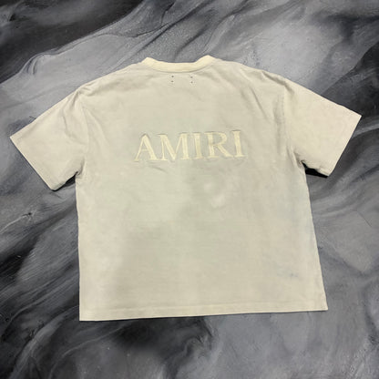 Amiri Cream Embroidered Logo Tee (XL)