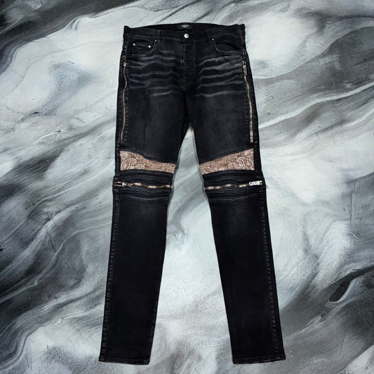 Amiri Black/Brown Paisley Patch MX2 Jean (36)