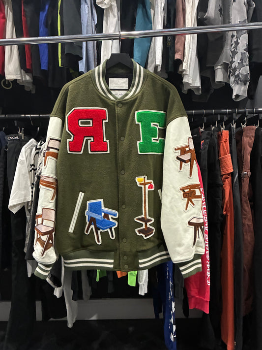 Readymade Olive MultiColor Patches Varsity Jacket (XL)