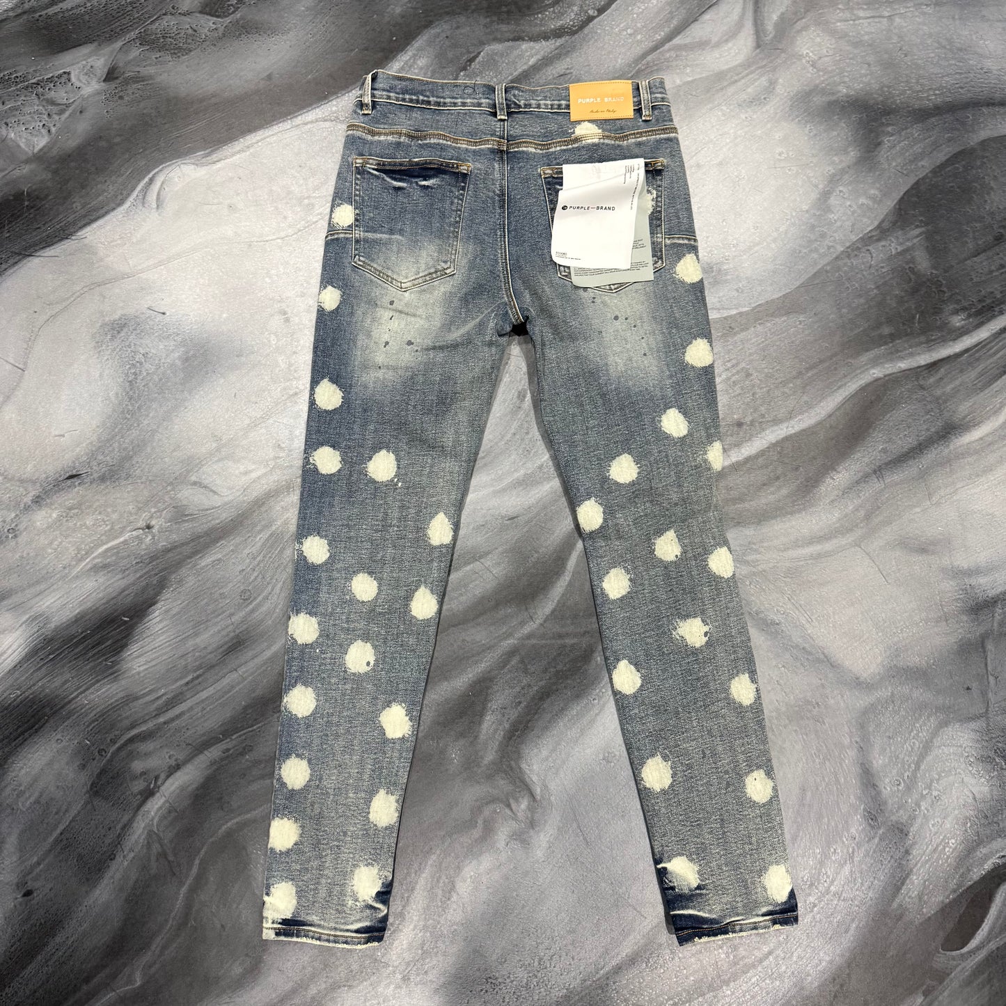 Purple Brand Light Wash Paint Distressed Dots Jean