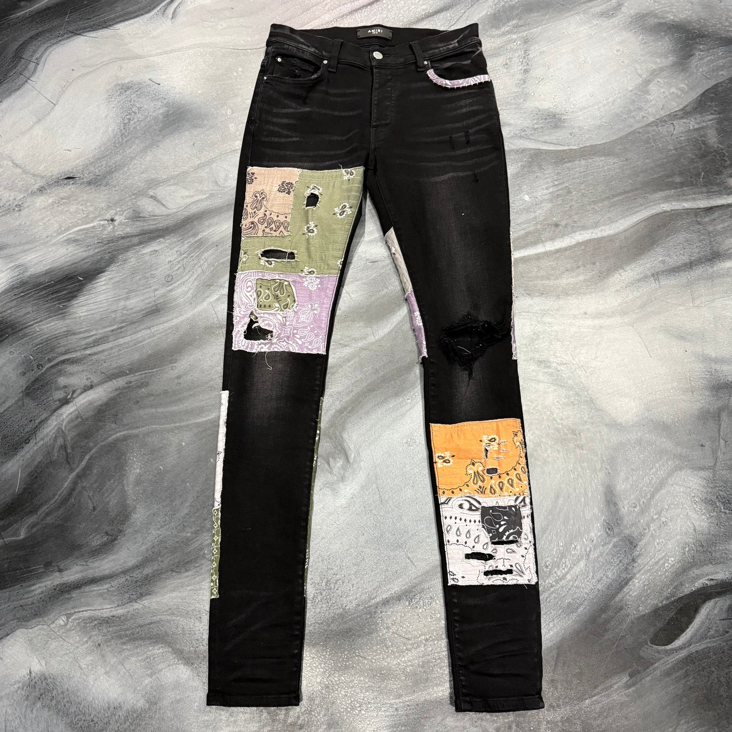 Amiri Black/Multicolor Bandana Art Patch Jean (29)