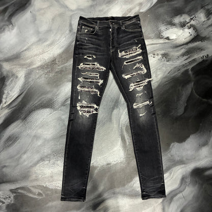 Amiri Black/Black Bandana Patch Jean (28)