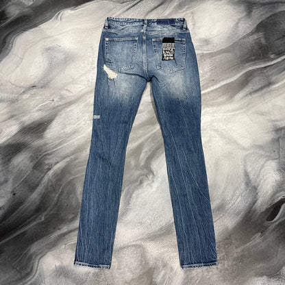 Ksubi Dark Blue Distressed Knee Cut Jean (30)