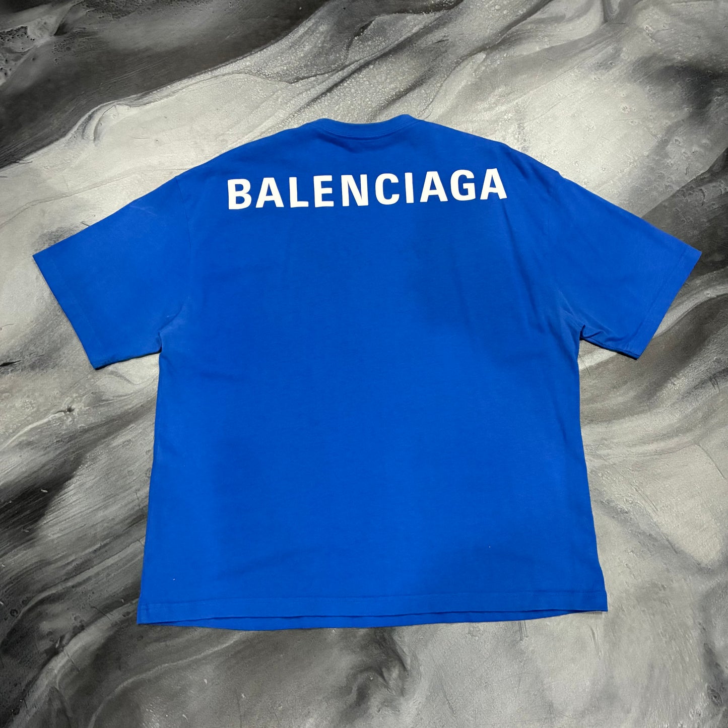 Balenciaga Blue/White Back Logo Tee (L)