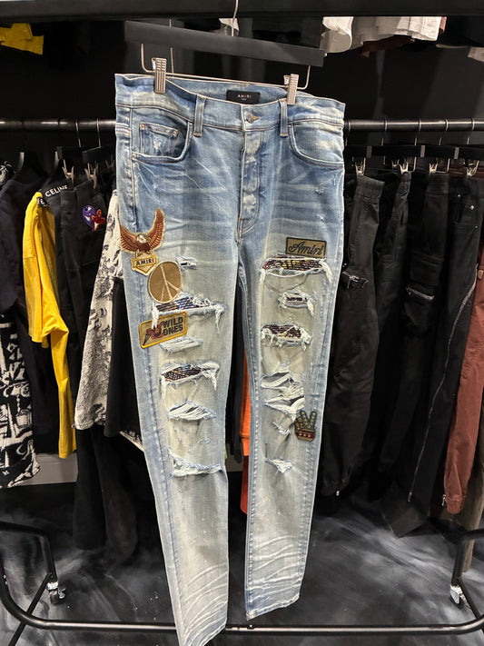 Amiri Clay Indigo Biker Patch Jean (36)