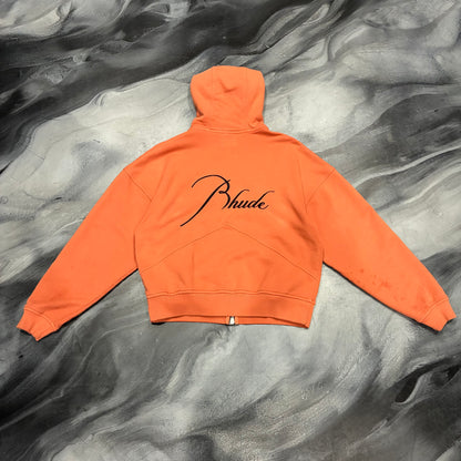 Rhude Orange Zip Up Hoodie (XS)