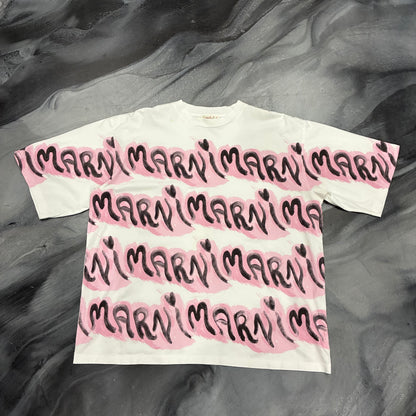 Marni White/Pink Paint Graphic Tee (XL)