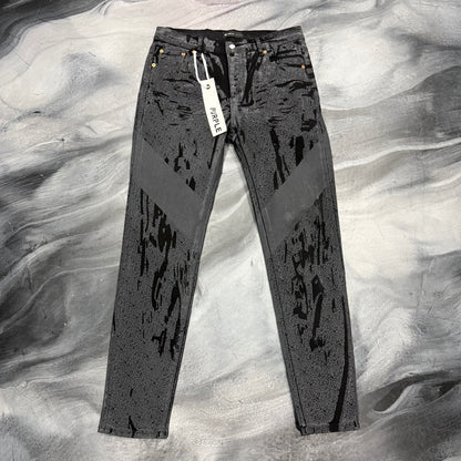 Purple Brand Crackle Black Skinny Jean (34)