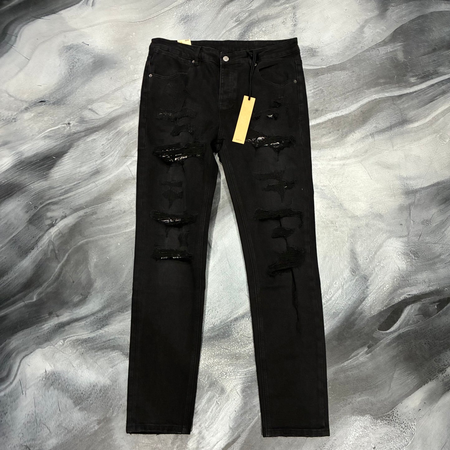 Ksubi Black Paisley Patch Skinny Jean