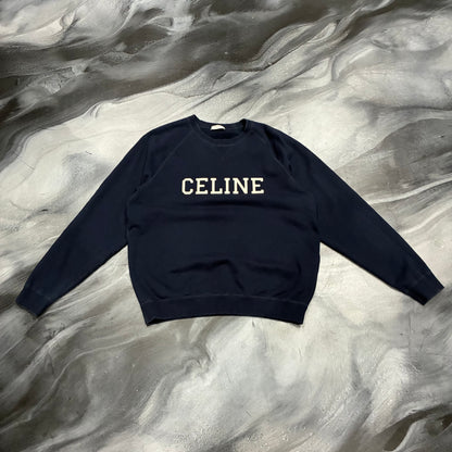 Celine Navy Collegiate Logo Crewneck (L)