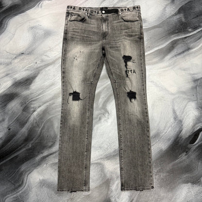 RTA Faded Grey Distressed Knees Jean (38)