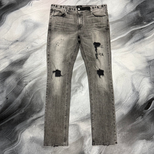 RTA Faded Grey Distressed Knees Jean (38)