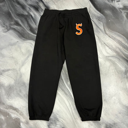 Supreme Black/Orange Horned S Logo Sweatpants (L)
