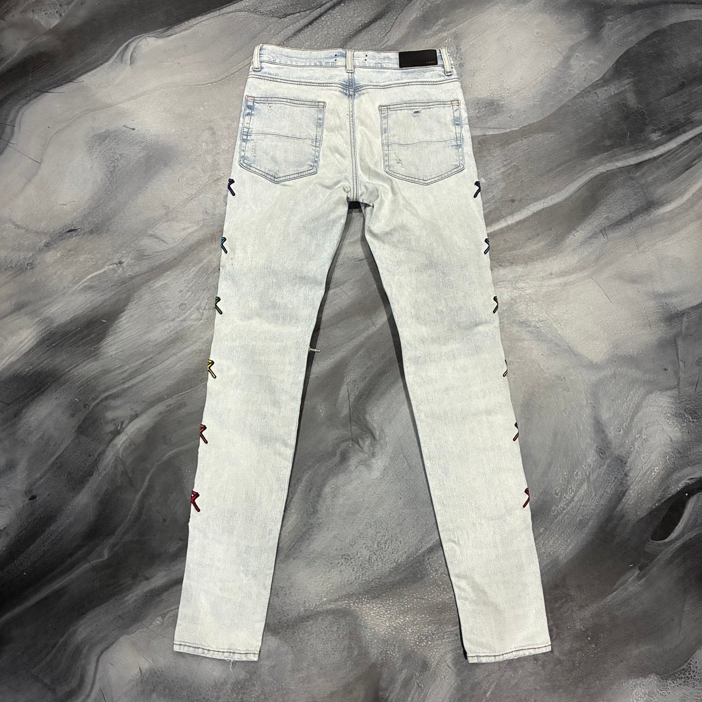Amiri Light Blue Grateful Dead Dancing Skeleton Jean (30)