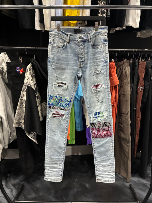 Amiri Light Blue Pajama Art Patch Jean (33)