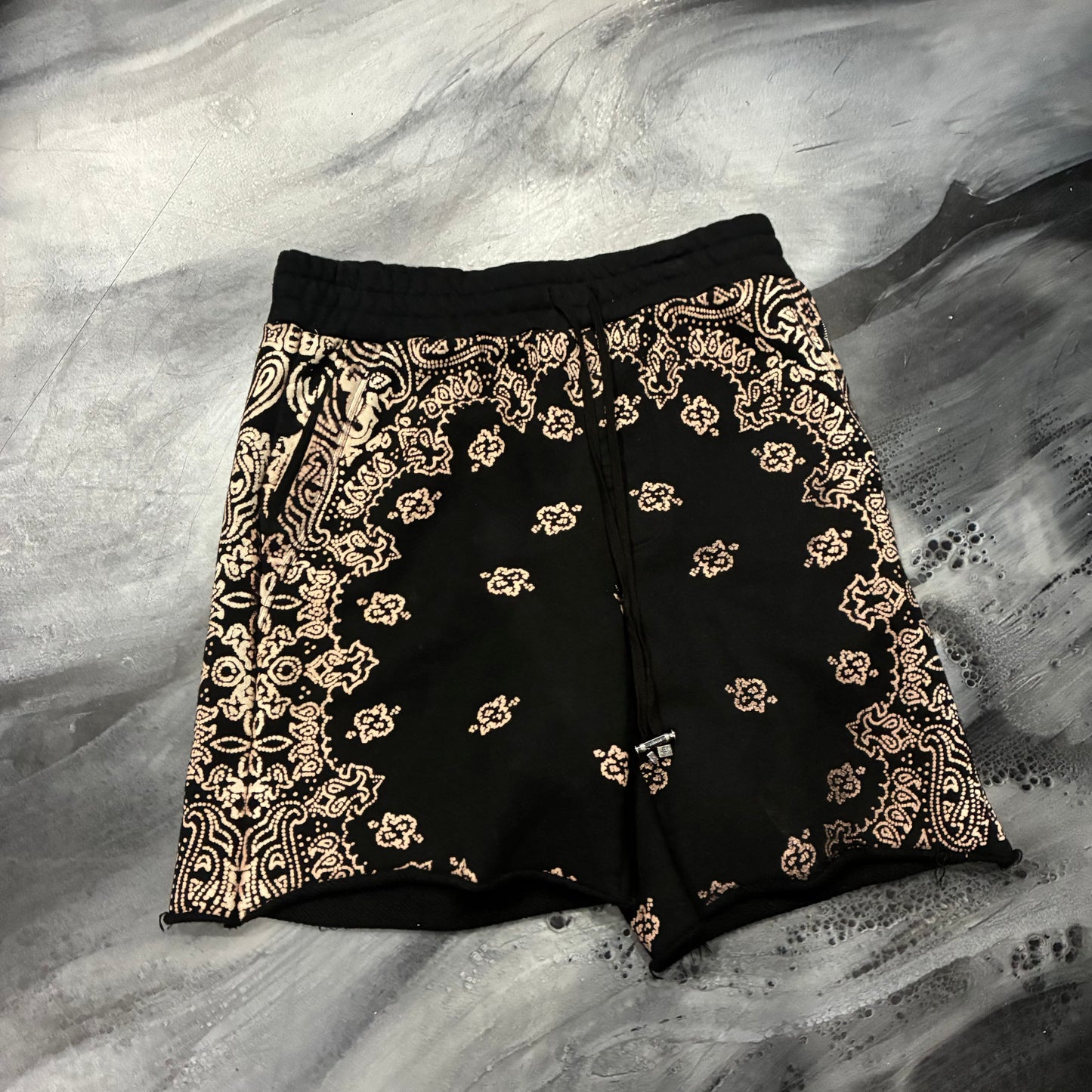 Amiri Black/Cream Paisley Shorts (M)