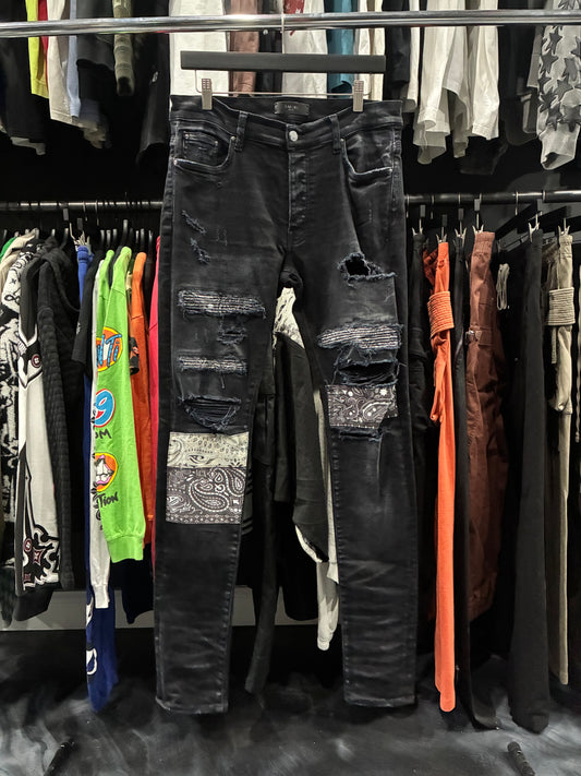 Amiri Black Bandana Patch Thrasher Jean (32)
