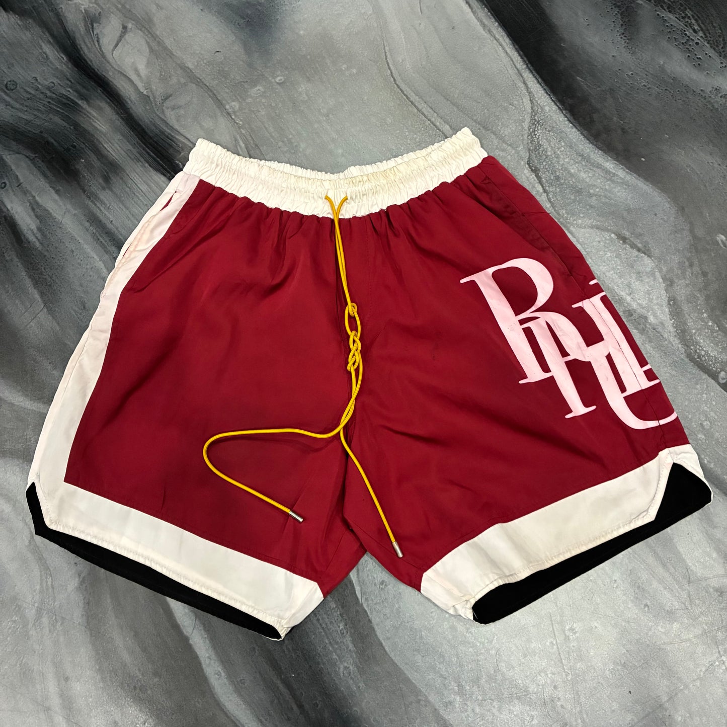 Rhude Red/Pink Side Logo Shorts (L)