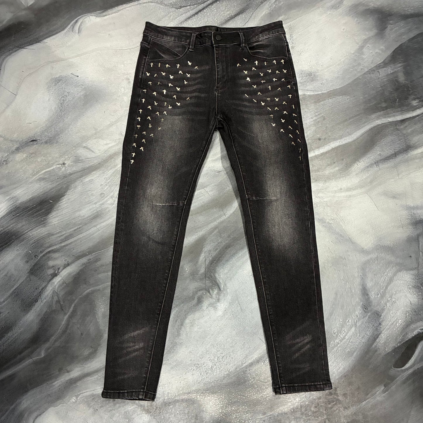 RTA Black/Silver Crosses Jean (32)