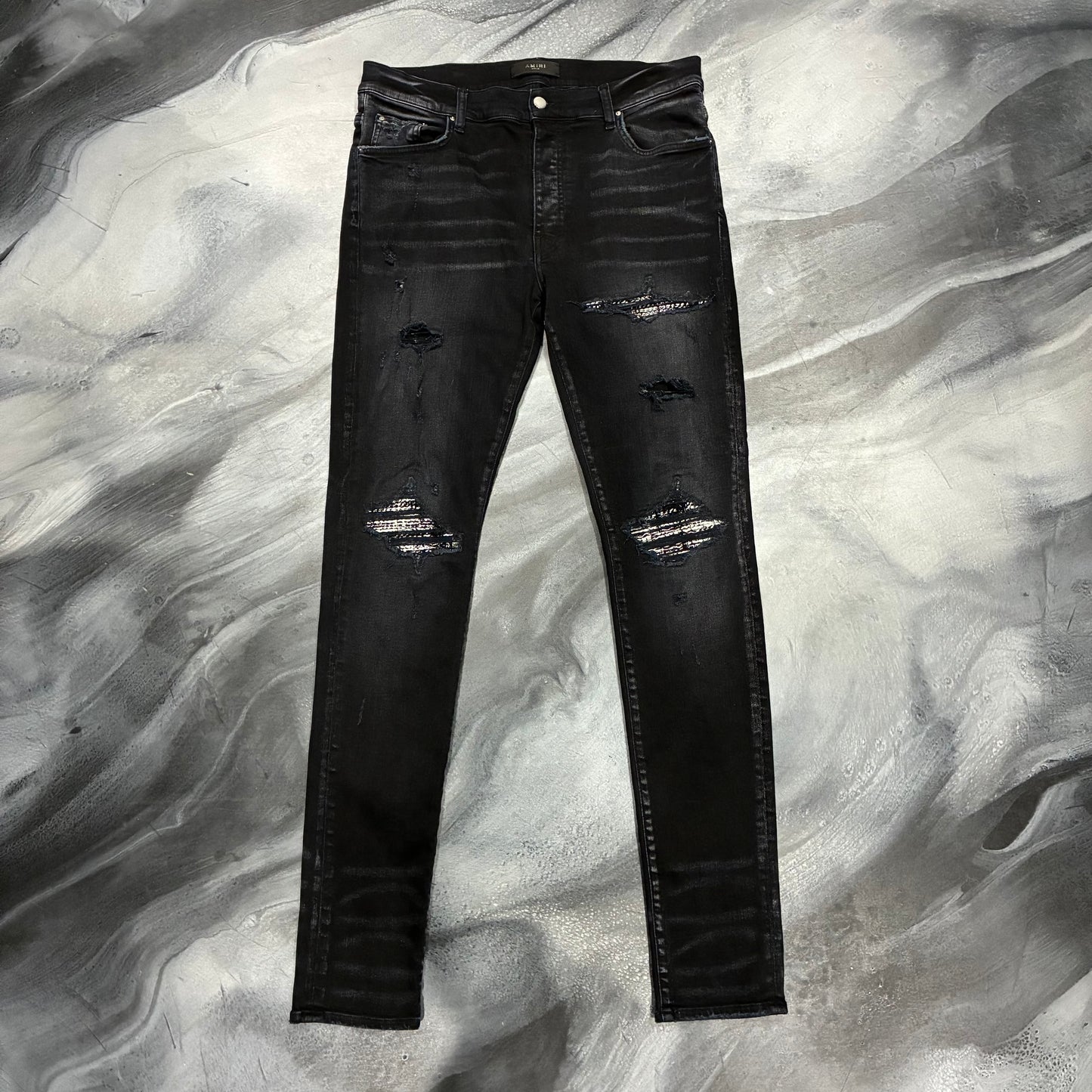 Amiri Black/White Boucle Patch MX1 Jean (34)